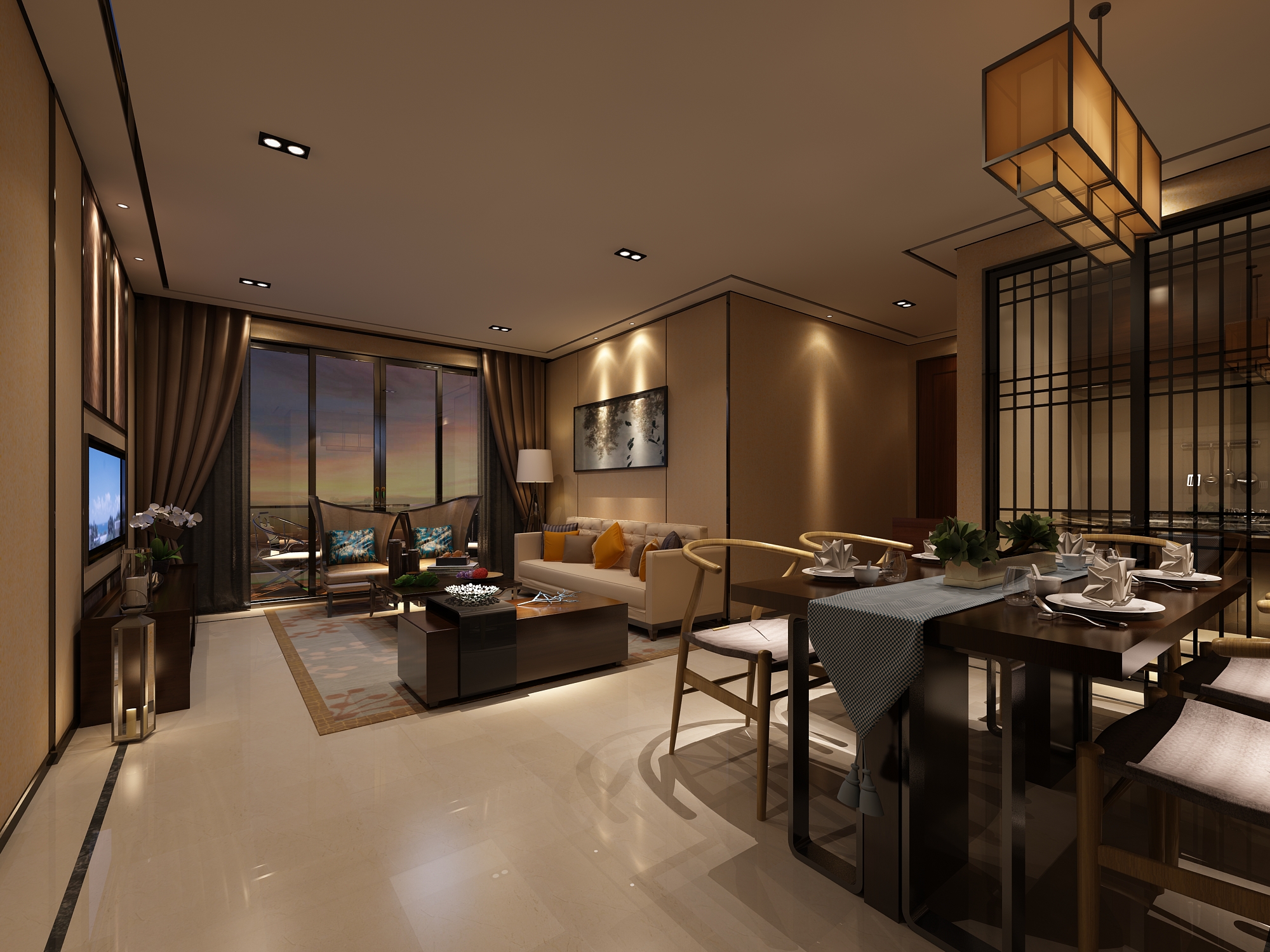 100平米中式风格客厅<a href='http://www.tonak.cn/qyxgt/' target='_blank'><u>墙衣效果图</u></a>