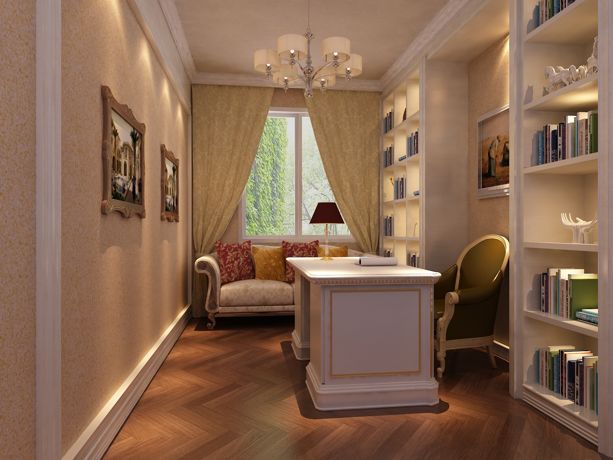 75平米欧式风格书房<a href='http://www.tonak.cn/qyxgt/' target='_blank'><u>墙衣效果图</u></a>